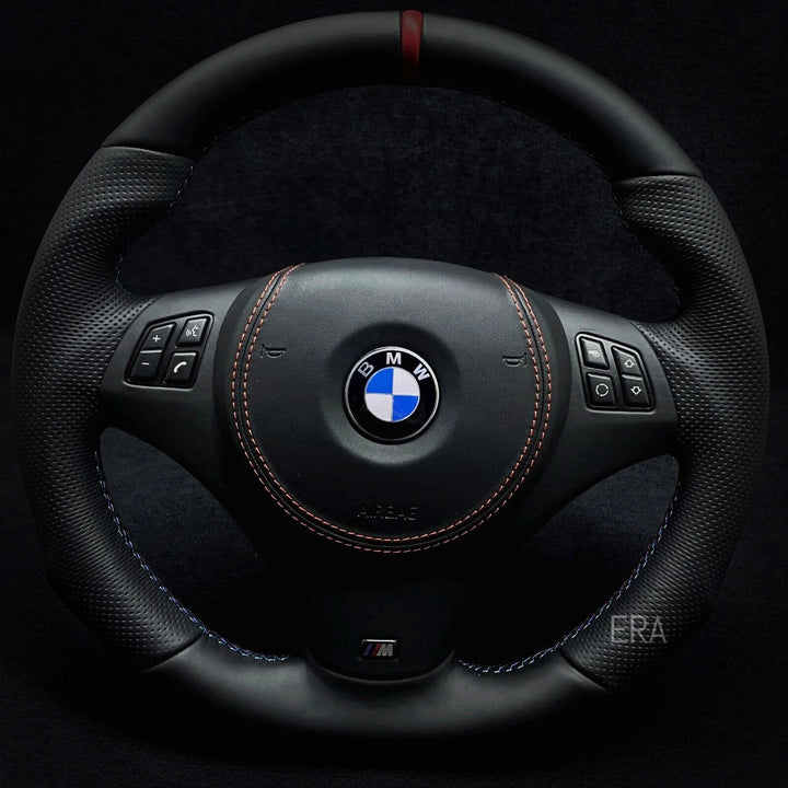 BMW E9X-E8X NAPPA-PERFORATED / RED STRIPE / M STITCHING / LEATHER TRIM / LEATHER AIRBAG / SHAPED