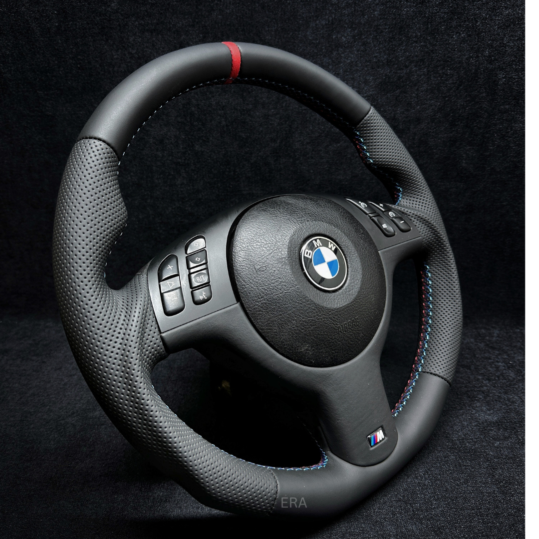 BMW E46 E39 E53 NAPPA-PERFORATED / RED STRIPE / M STITCHING / LEATHER TRIM / SHAPED
