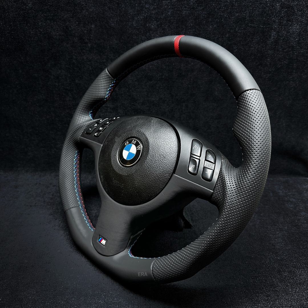 BMW E46 E39 E53 NAPPA-PERFORATED / RED STRIPE / M STITCHING / LEATHER TRIM / SHAPED