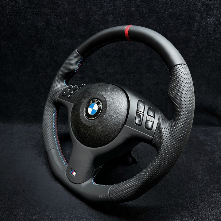 BMW E46 E39 E53 NAPPA-PERFORATED / RED STRIPE / M STITCHING / LEATHER TRIM / SHAPED