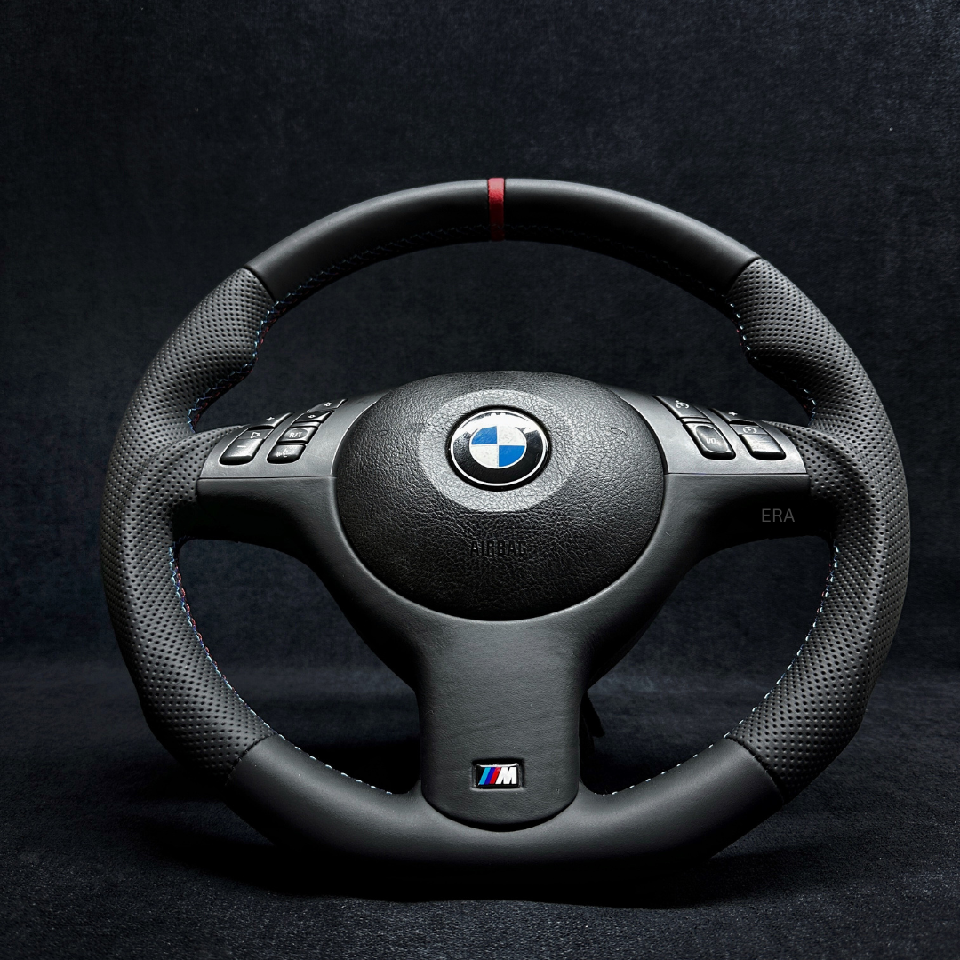 BMW E46 E39 E53 NAPPA-PERFORATED / RED STRIPE / M STITCHING / LEATHER TRIM / SHAPED