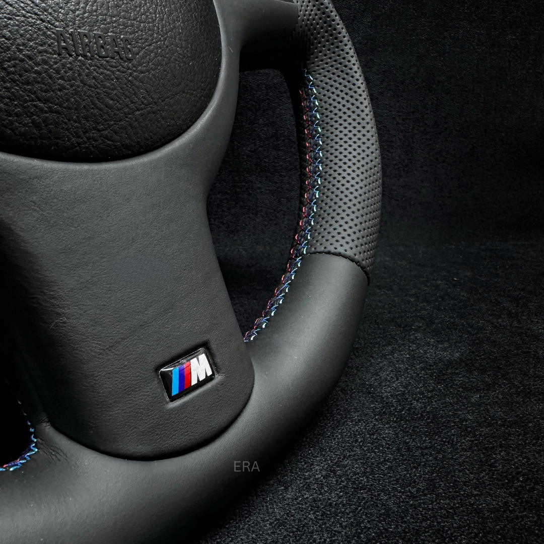 BMW E46 E39 E53 NAPPA-PERFORATED / RED STRIPE / M STITCHING / LEATHER TRIM / SHAPED