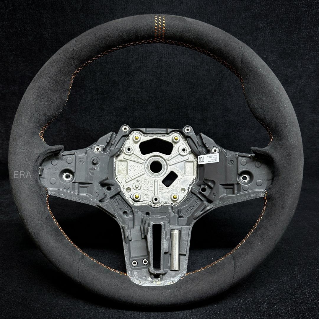 Bmw steering wheel alcantara orange laser stitching