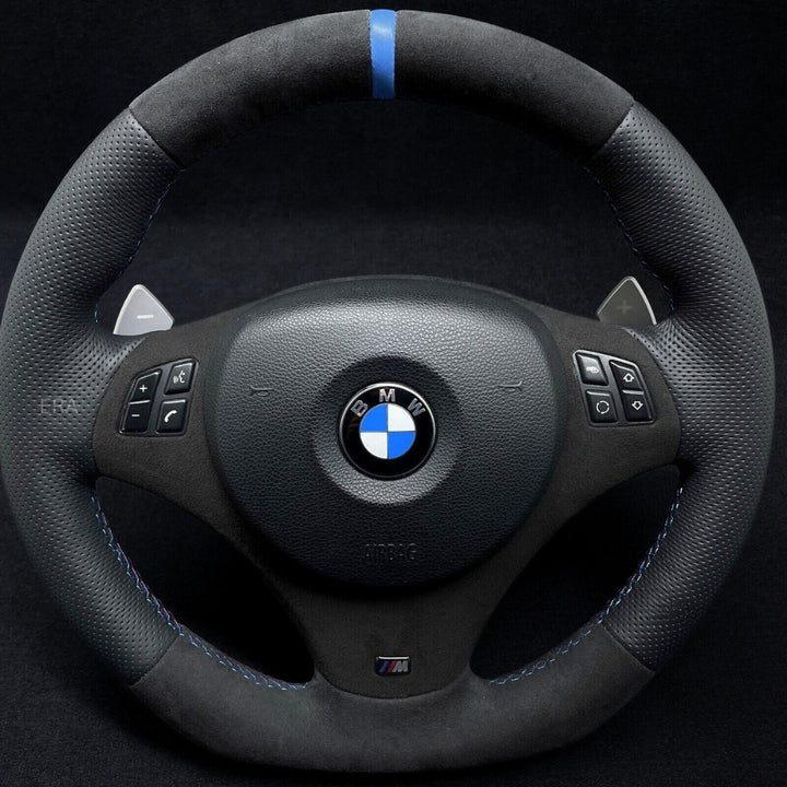 BMW E90 E92 E93 LCI M3 DCT STEERING WHEEL BLUE STRIP ALCANTARA