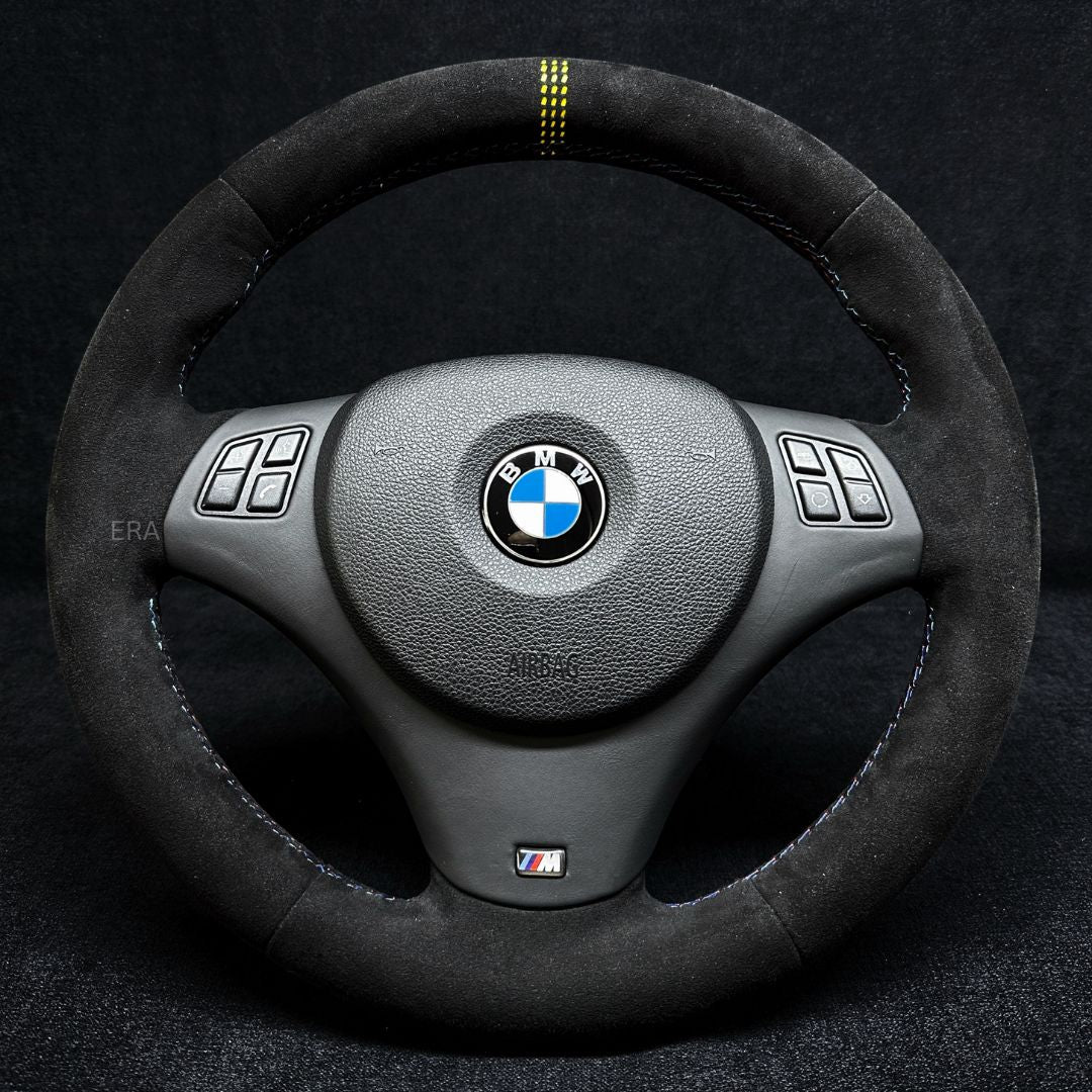 BMW steering wheel yellow stitching