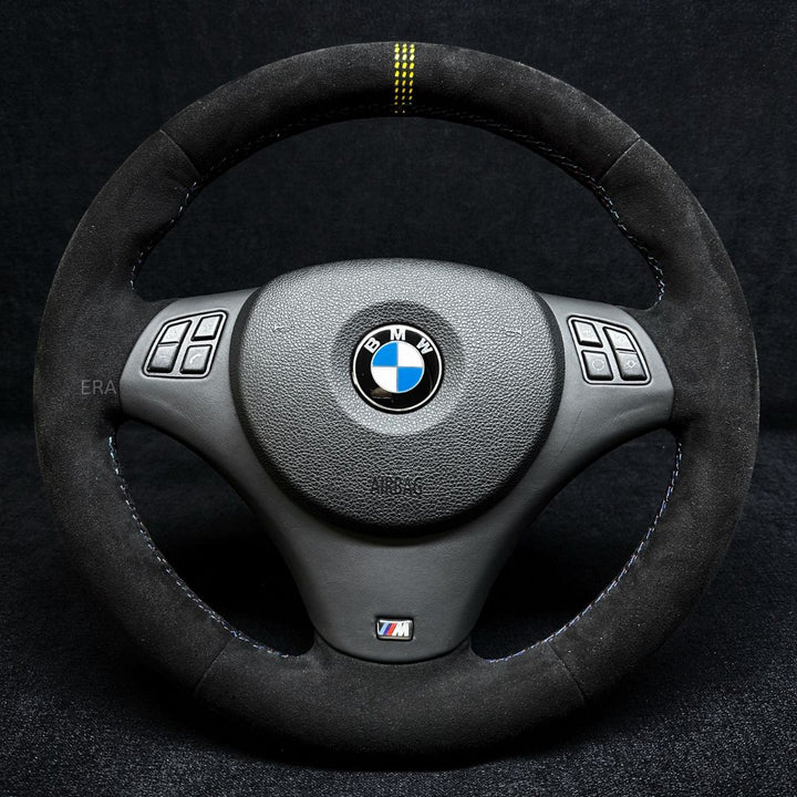 BMW steering wheel yellow stitching