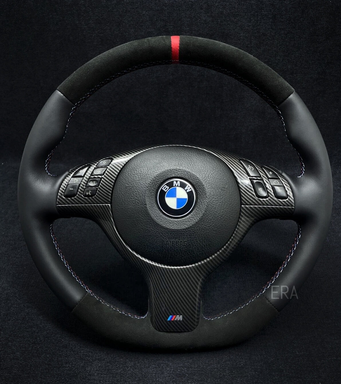 BMW E46 E39 E53 M3 M5 X5 CUSTOM LEATHER SHAPED CARBON STEERING WHEEL ...