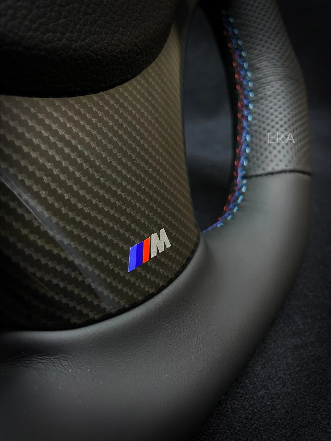 BMW E9X-E8X NAPPA-PERFORATED / RED STRIPE / M STITCHING / CARBON STYLE TRIM / SHIFT PADDLES / SHAPED