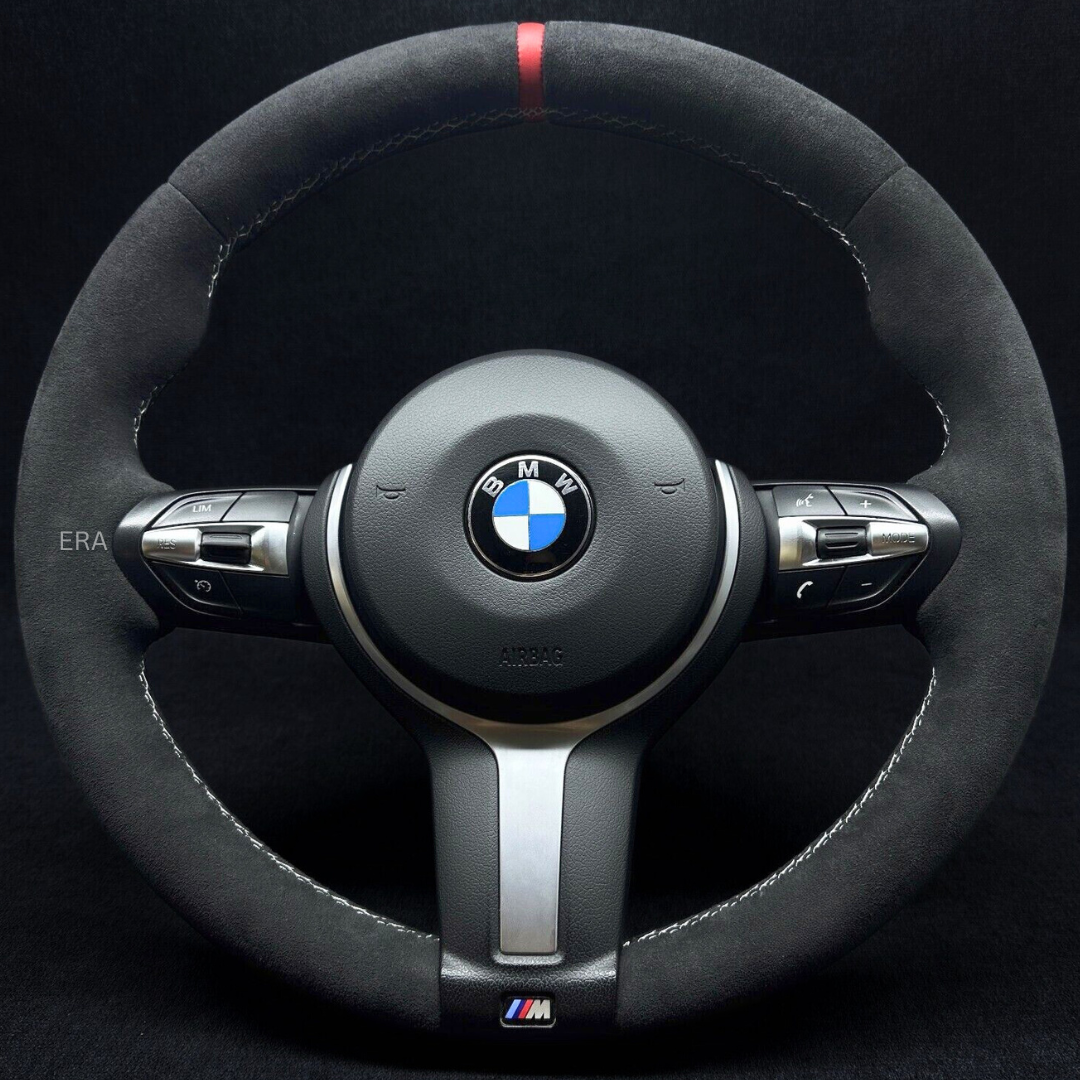 BMW F-SERIES ALCANTARA / RED STRIPE / WHITE STITCHING