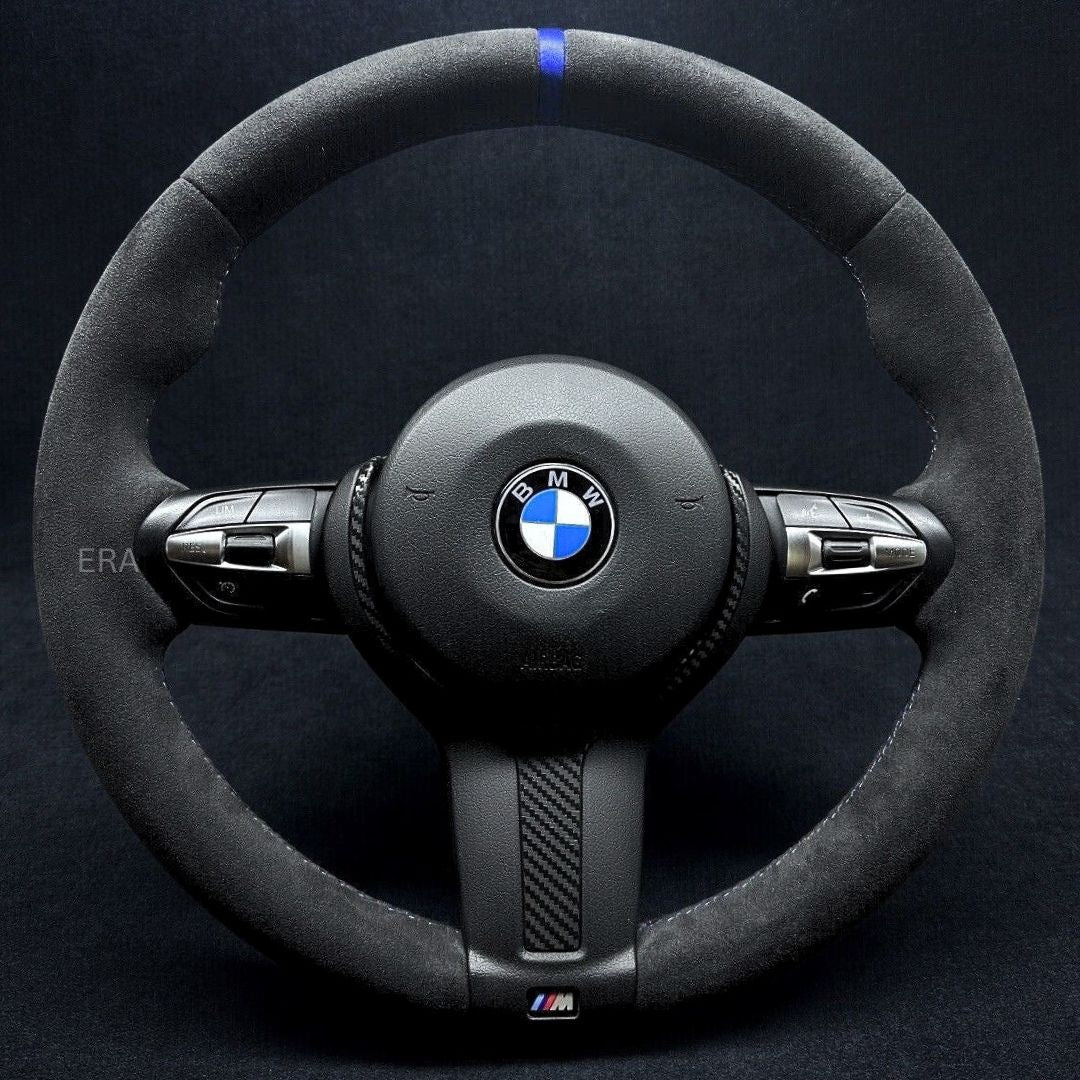 Bmw steering wheel alcantara blue strip