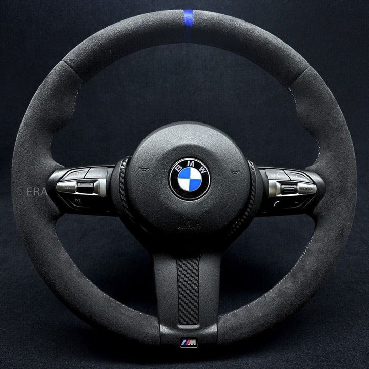 Bmw steering wheel alcantara blue strip