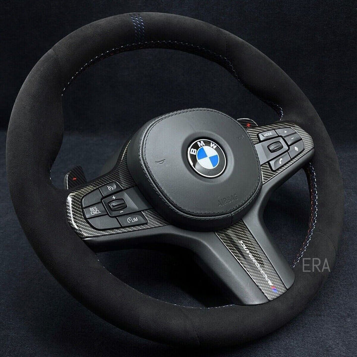 BLUE LAZER STRIPES M STITCHING CARBON TRIM CARBON SHIFT PADDLES BMW