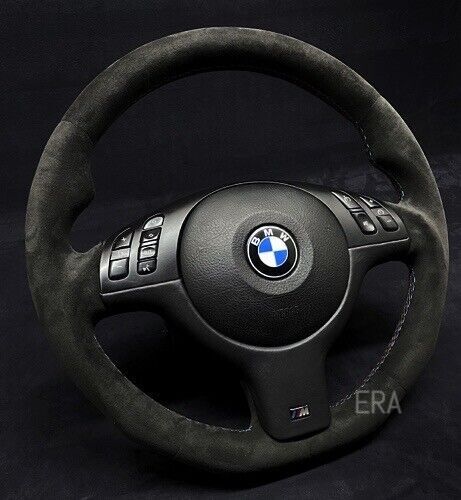 BMW E46 CUSTOM MADE STEERING WHEEL ALCANTARA SHAPED, FLAT BOTTOM
