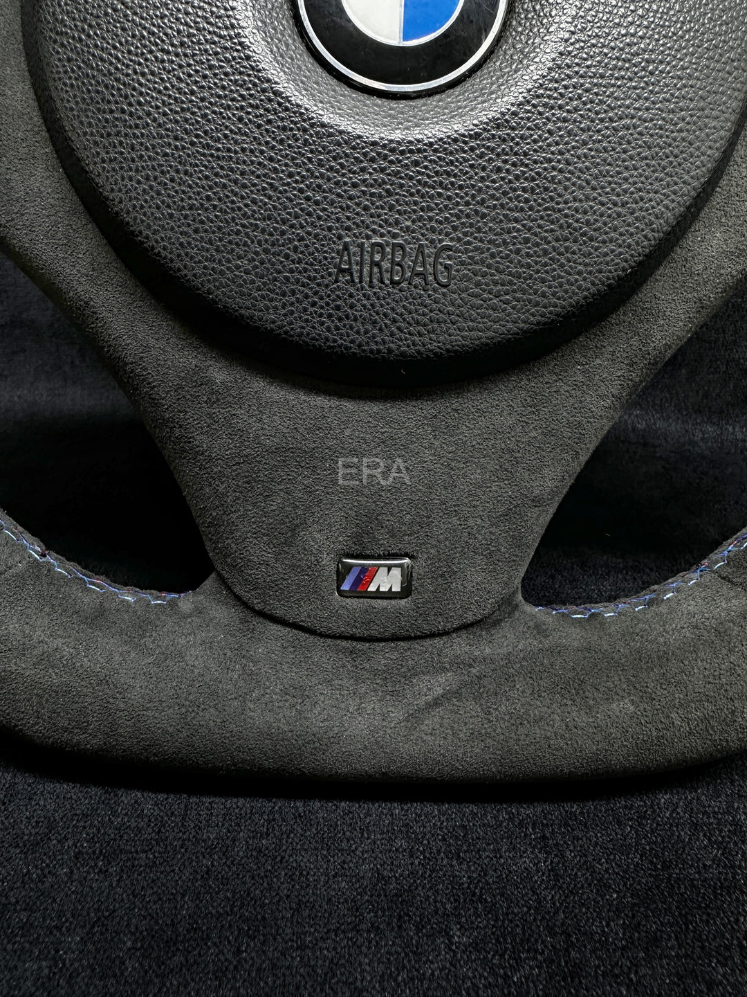 BMW E81 STEERING WHEEL ALCANTARA LEATHER BLUE STRIPE 