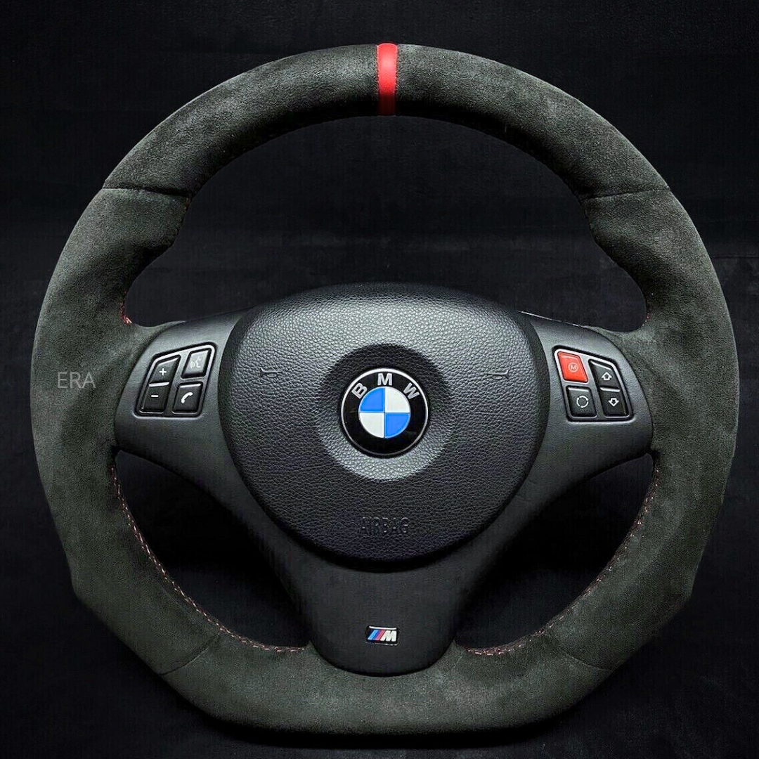 BMW E90 E82 ALCANTARA STEERING WHEEL RED STRIPE STITCHING