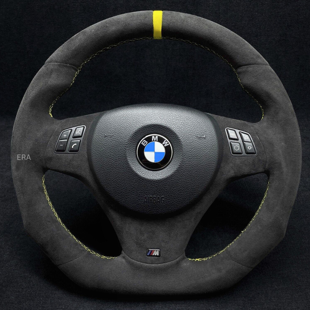BMW E90 SHAPED YELLOW STRIPE STEERING WHEEL