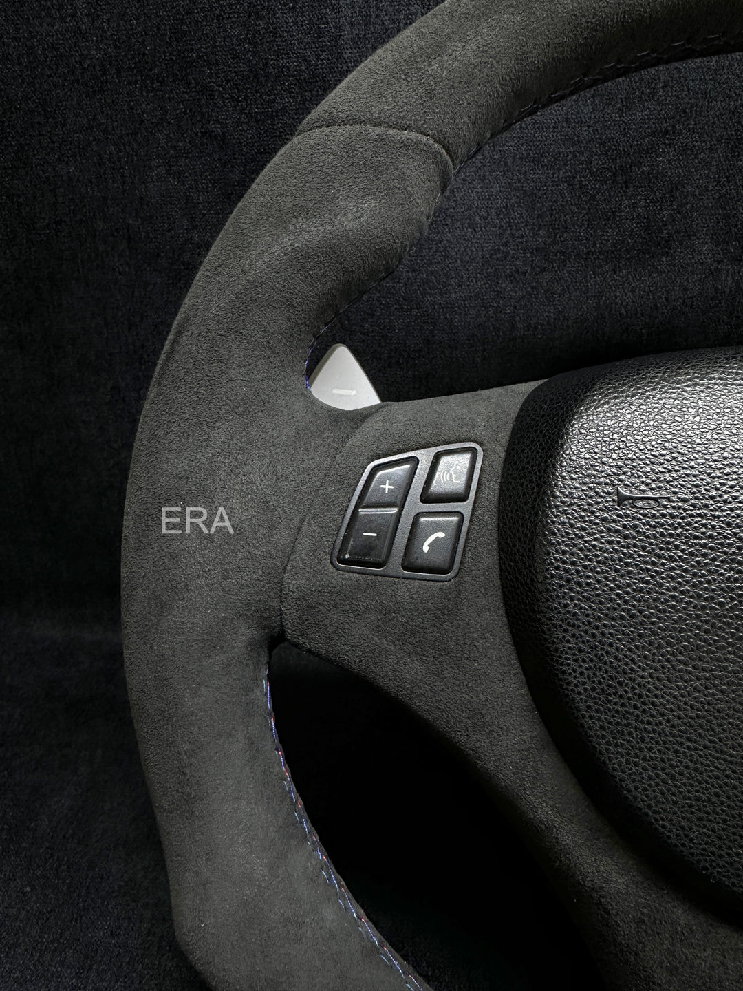 BMW E90 STEERING WHEEL ALCANTARA LEATHER MIDDLE BLUE STRIPE 