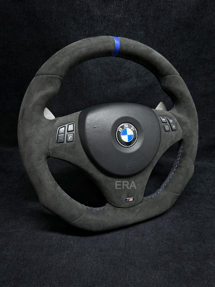 BMW E90 STEERING WHEEL ALCANTARA LEATHER TRIM MIDDLE BLUE STRIPE 