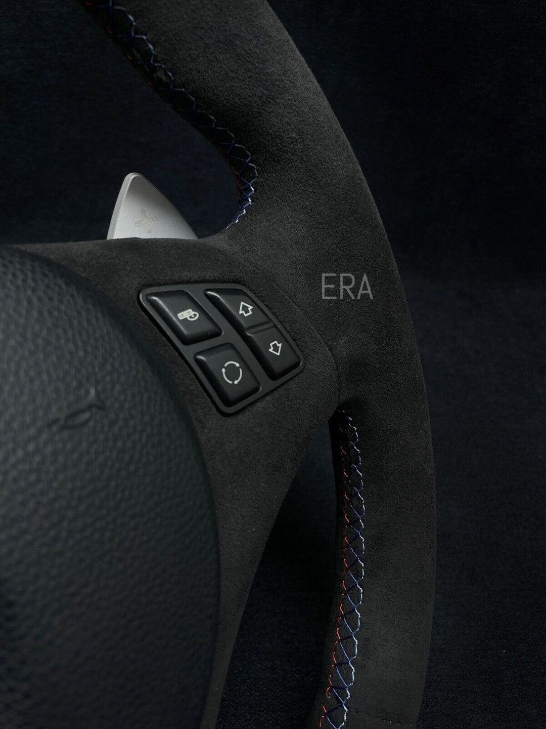 BMW E90 e80 DCT SHIFT PADDLE STEERING WHEEL m stitching alcantara leather trim 