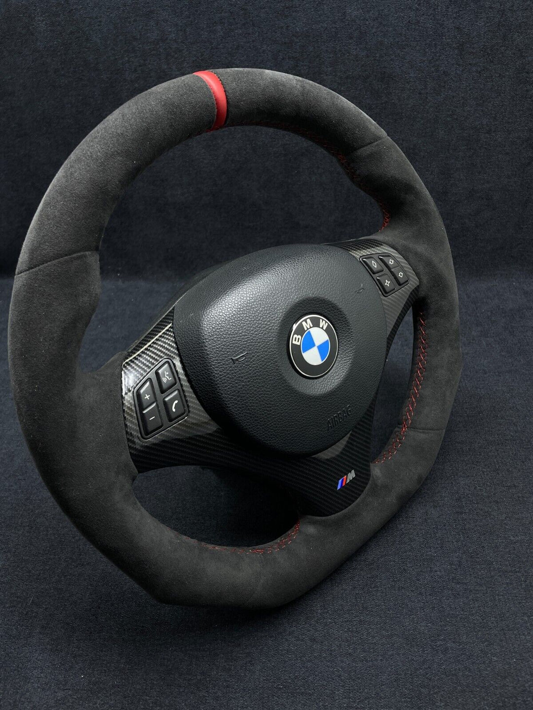 BMW E92 STEERING WHEEL ALCANTARA RED STITCHING CARBON TRIM