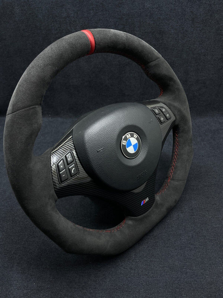 BMW E92 STEERING WHEEL ALCANTARA RED STITCHING CARBON TRIM