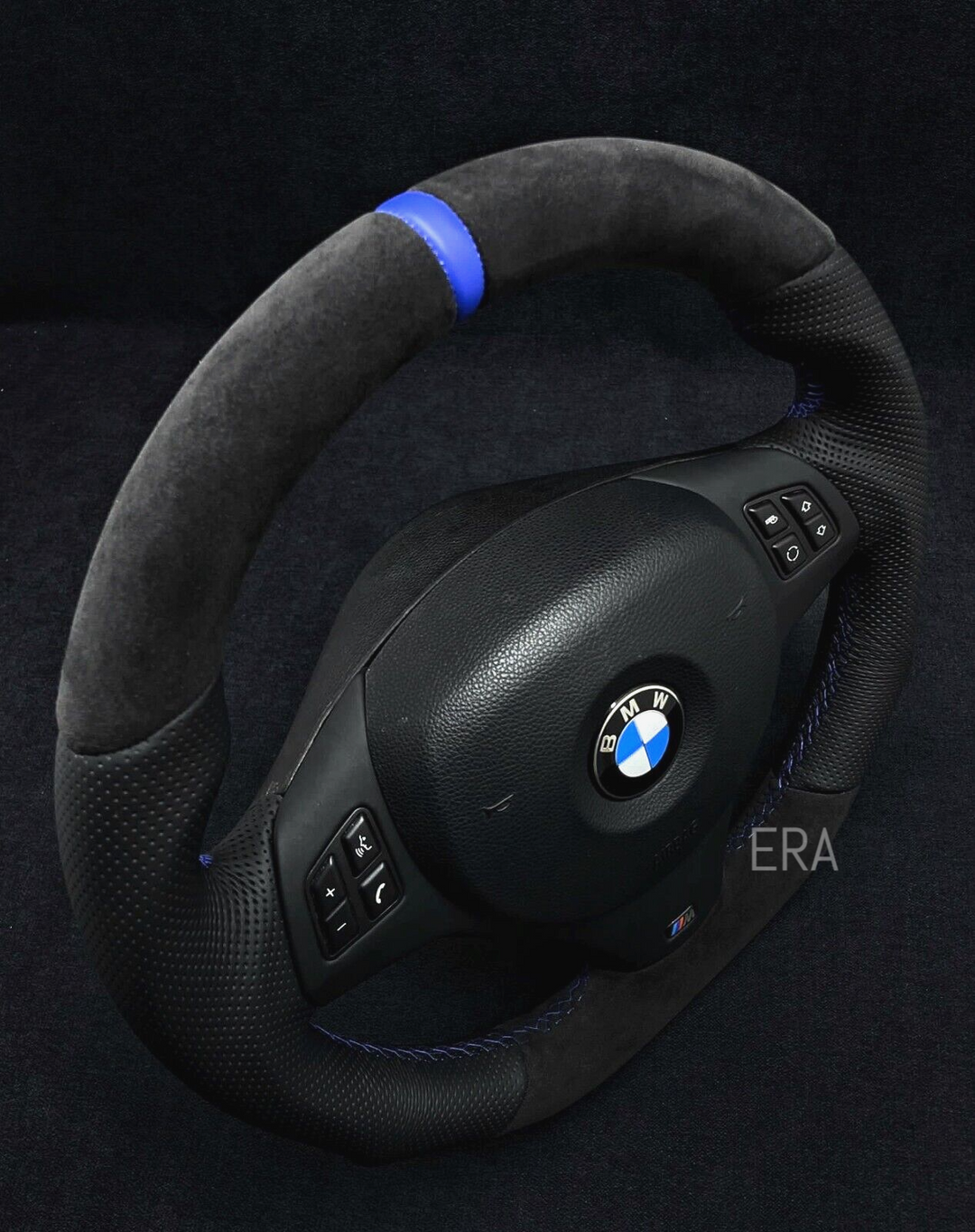 BMW E9X-E8X ALCANTARA-PERFORATED BLUE STRIPE M STITCHING LEATHER SHAPED