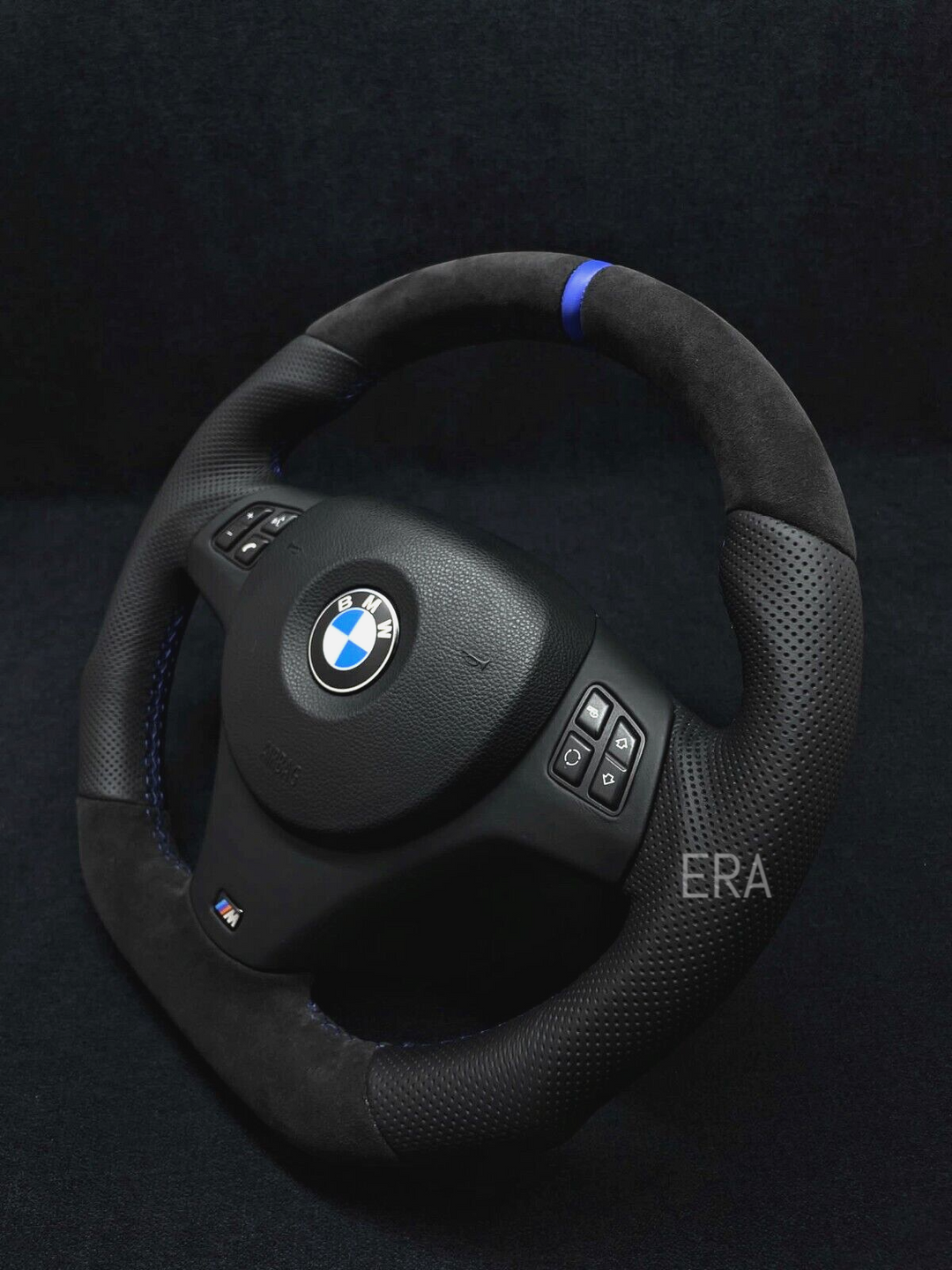 BMW E9X-E8X ALCANTARA-PERFORATED BLUE STRIPE M STITCHING LEATHER TRIM SHAPED