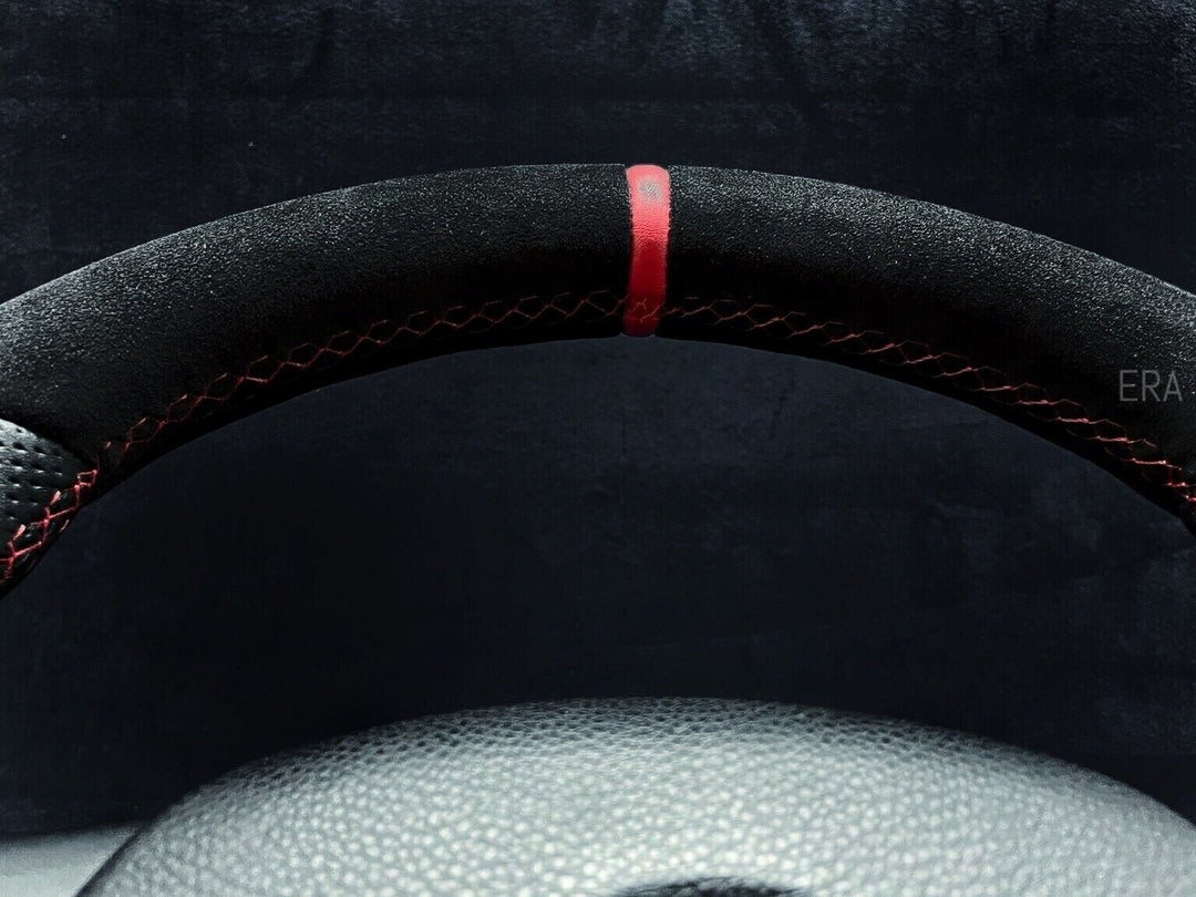 BMW E9X-E8X ALCANTARA-PERFORATED RED STRIPE STEERING WHEEL GRIP 