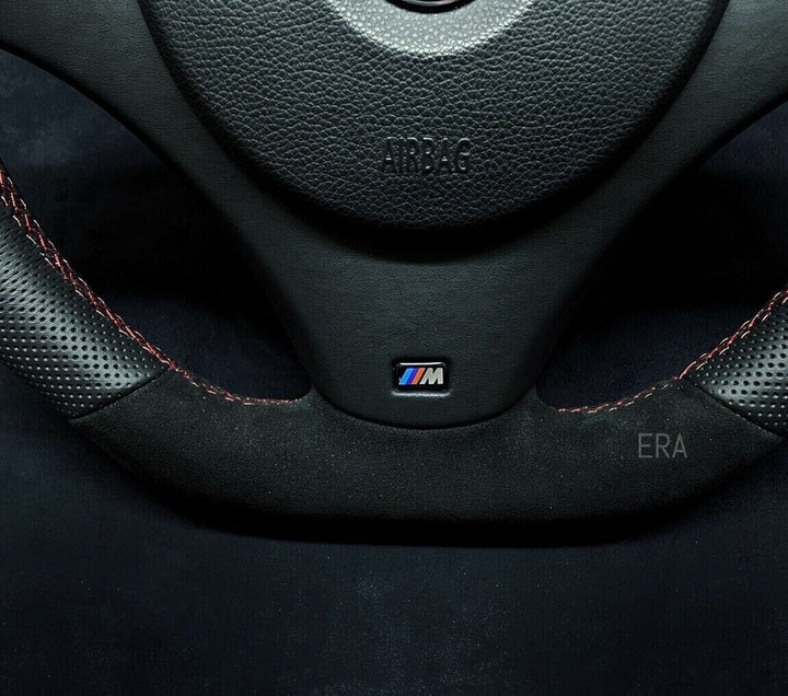 BMW E9X-E8X ALCANTARA-PERFORATED  STEERING WHEEL RED STITCHING