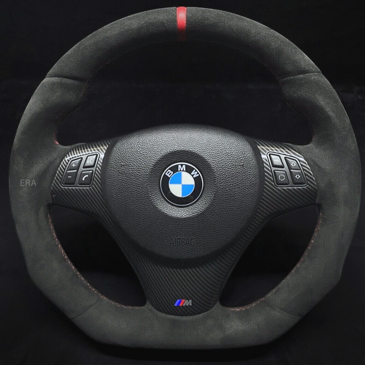 BMW E9X-E8X ALCANTARA carbon trim m sport steering wheel red stripe stitching