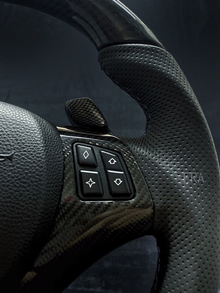 BMW E SERIES CARBON TRIM STEERING WHEEL SHIFT PADDLES M STITCHING