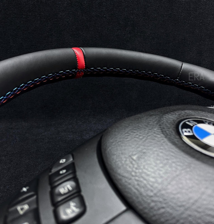 BMW SHAPED, FLAT BOTTOM STEERING WHEEL M STITCHING
