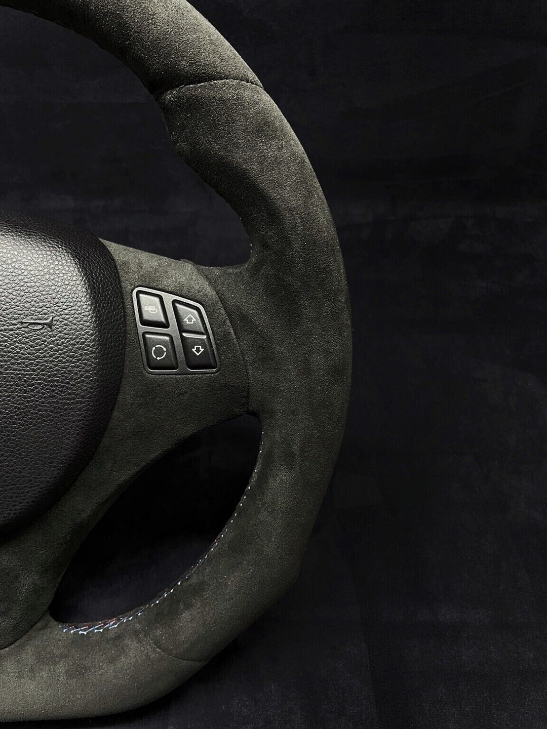 BMW steering wheel m performance alcantara blue stripe