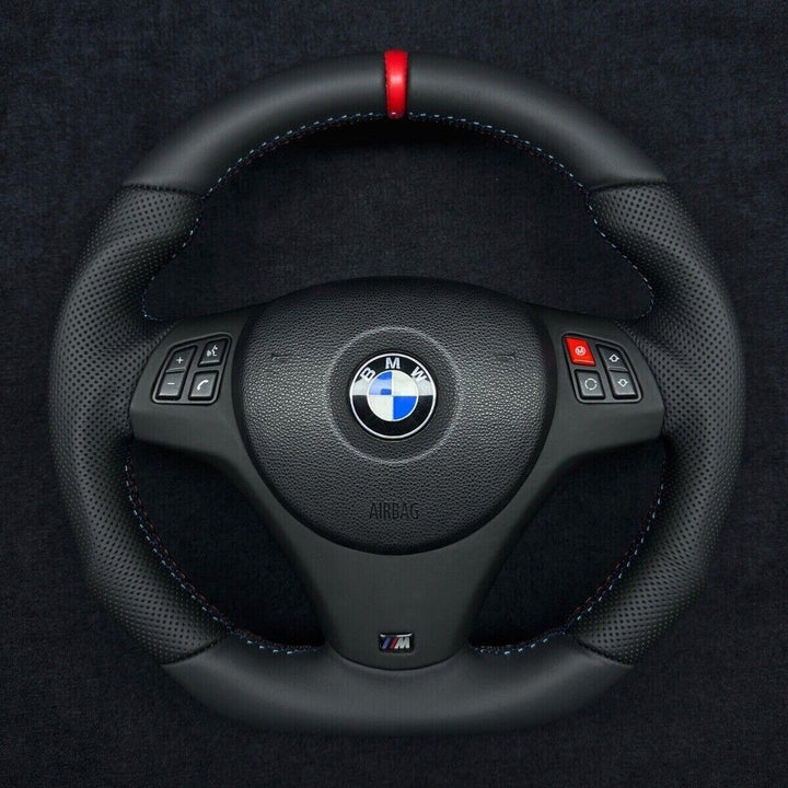 Bmw e90 m stitching steering wheel red stripe 