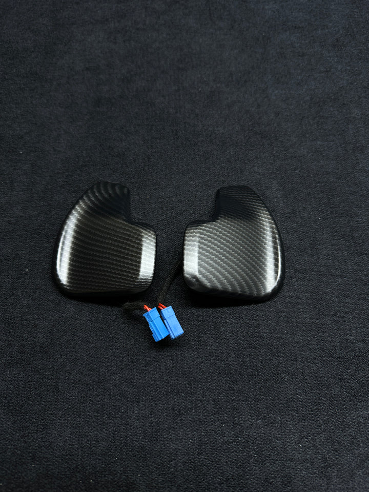 Carbon fiber style steering wheel BMW M Performance shift paddles piano black