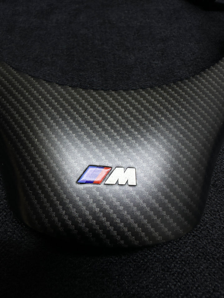 Carbon fiber style steering wheel trim BMW e90 M performance details