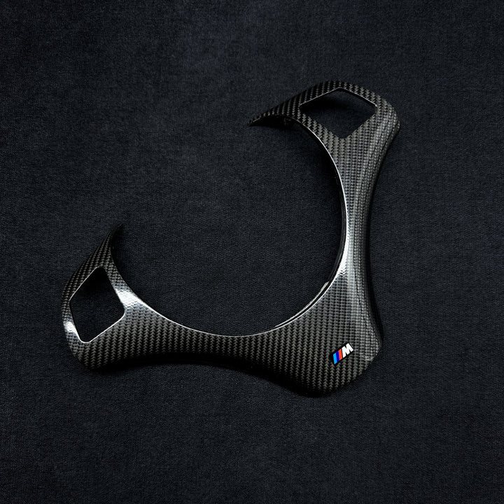 Carbon style steering wheel trim bmw glossy