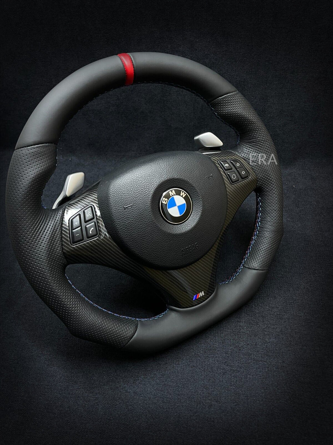 E91, E92, E93 E81 E82 E87 E88 E90 E91 E92 E93 E84 bmw m stitching steering wheel middle red stripe carbon trim Shift Paddle 