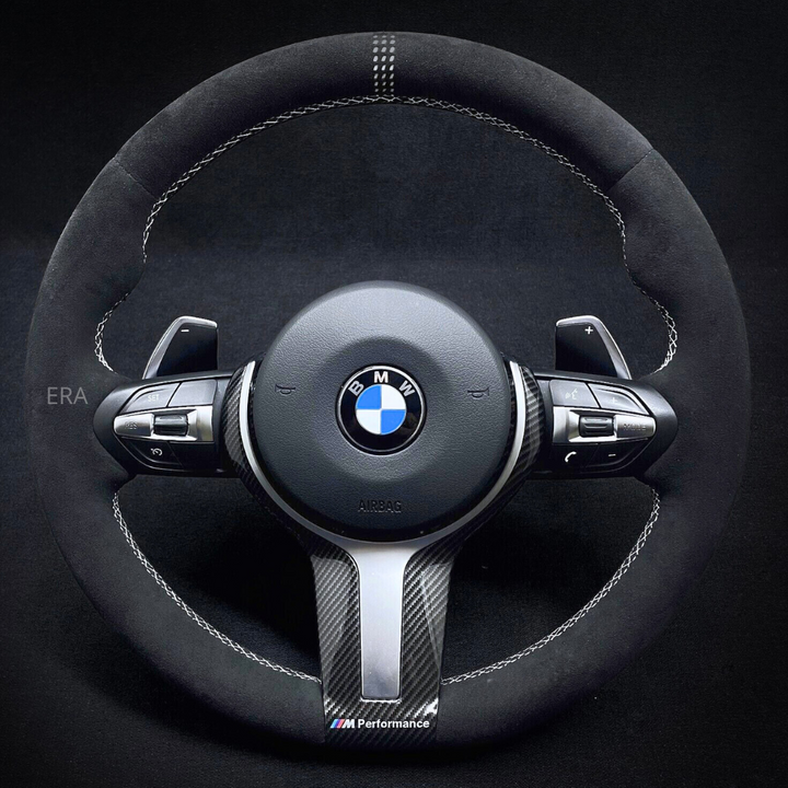 BMW X4 STEERING WHEEL ALCANTARA LEATHER LASER STRIPE WHITE