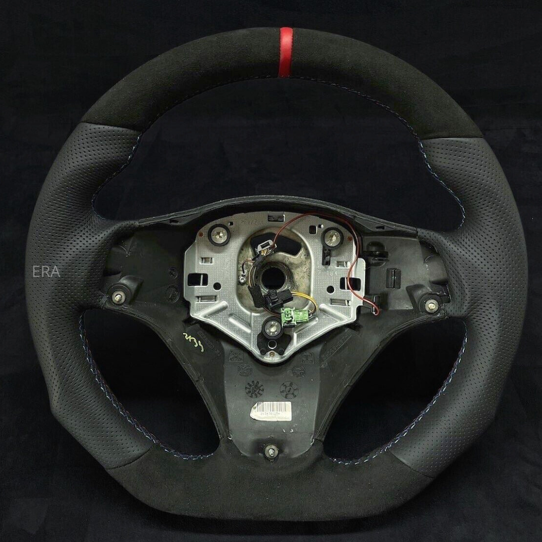 BMW E9X-E8X ALCANTARA-PERFORATED RED STRIPE  M STITCHING SHAPED