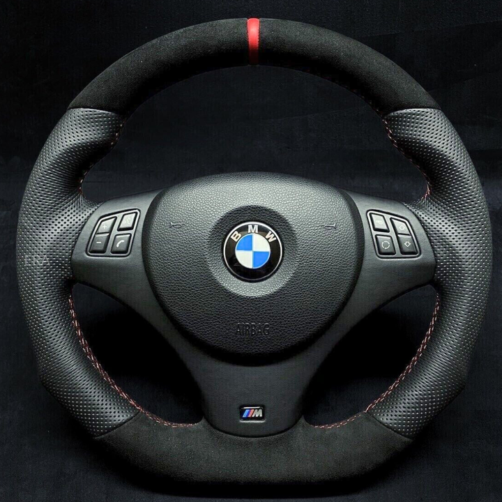 SHAPE OF E90 STEERING WHEEL alcantara leather, red stripe