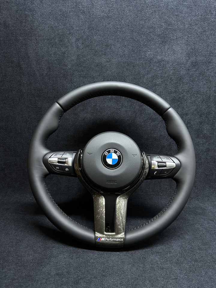 BMW F-SERIES FORGED CARBON LOOK-PIANO BLACK STEERING WHEEL TRIM