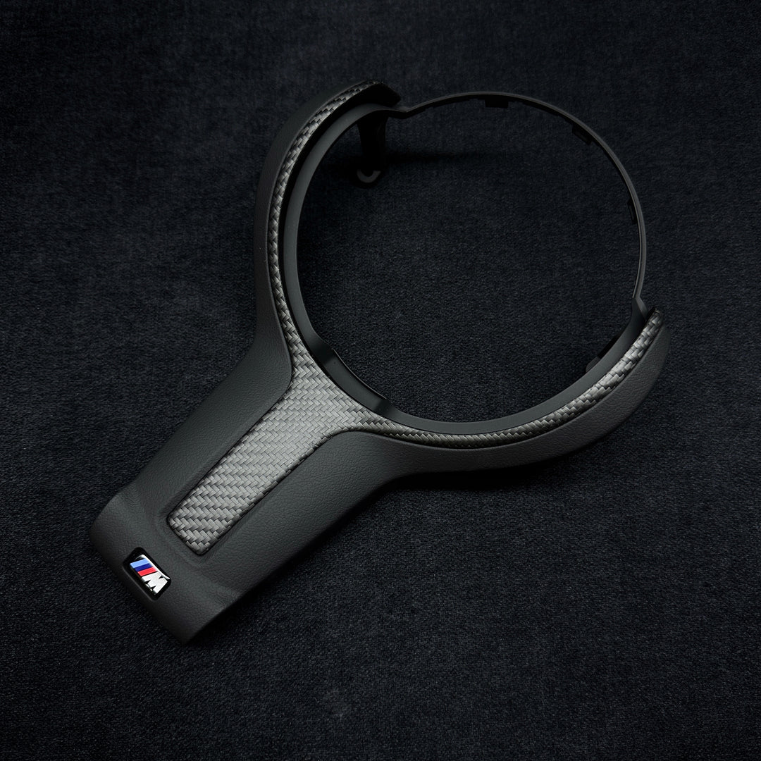 Matte carbon style steering wheel trim BMW 
