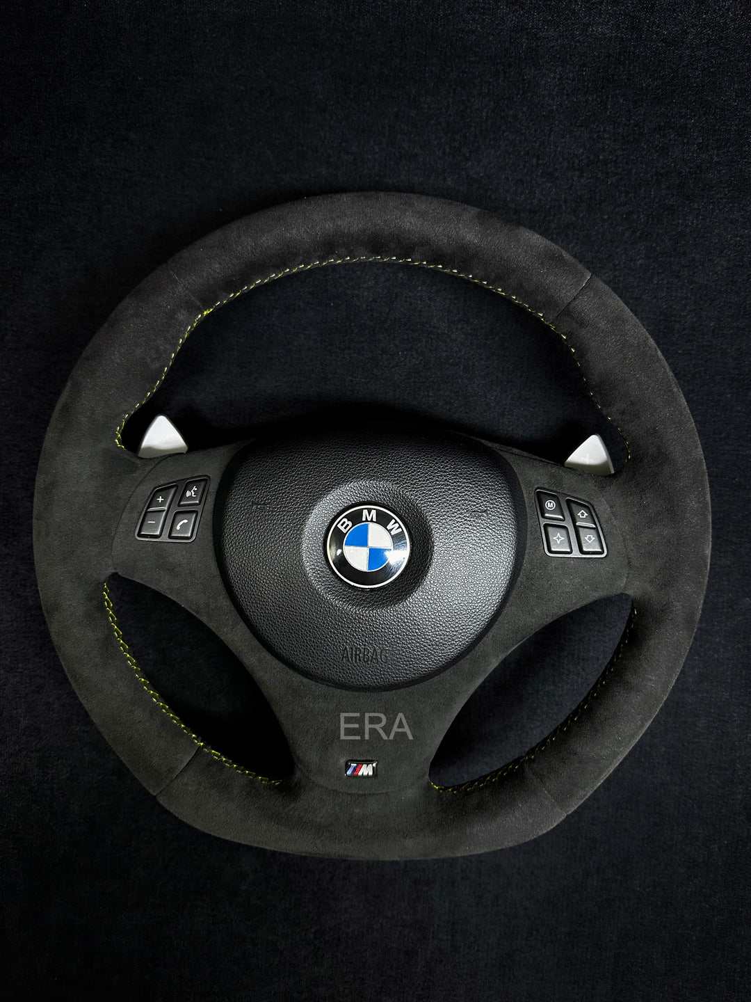 BMW E9X-E8X ALCANTARA / ALCANTARA LEATHER TRIM / YELLOW STITCHING / DCT SHIFT PADDLES / FLAT BOTTOM