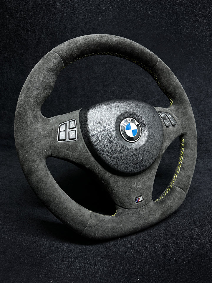 BMW E9X-E8X ALCANTARA / YELLOW STITCHING / ALCANTARA LEATHER TRIM / FLAT BOTTOM