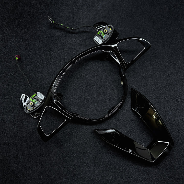 Piano black steering wheel trims and shift paddles set for Mercedes-Benz interior upgrade