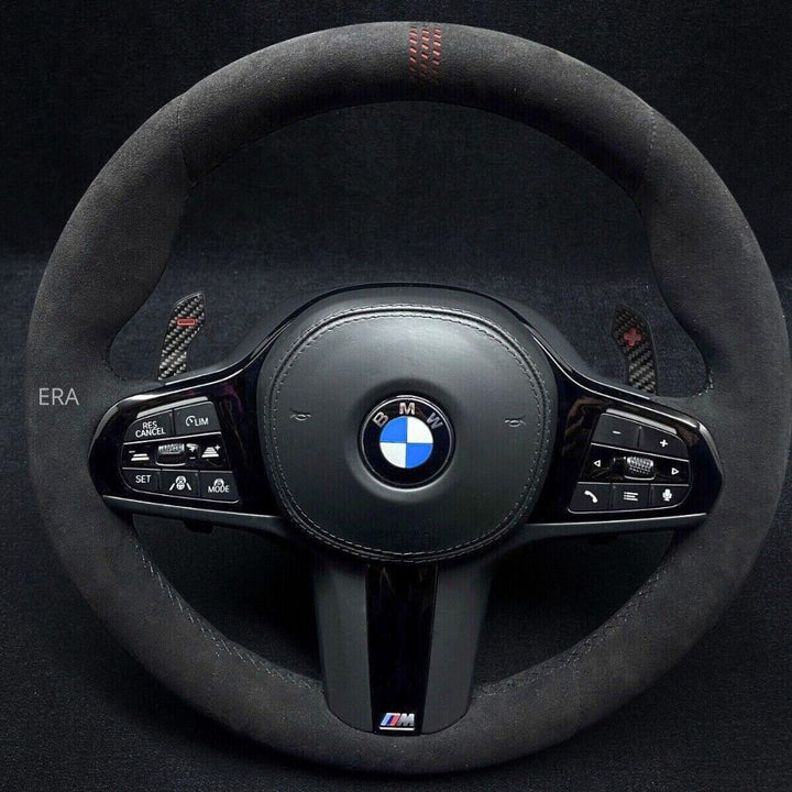 RED LAZER STRIPES BLACK STITCHING PIANO BLACK TRIM CARBON SHIFT PADDLES