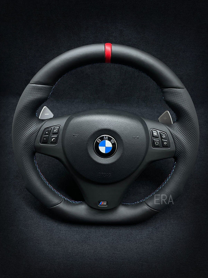  RED STRIPE M STITCHING  LEATHER TRIM shift PADDLES SHAPED