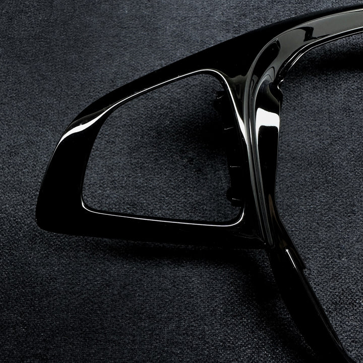  black piano-style steering wheel trims for a Mercedes-Benz 