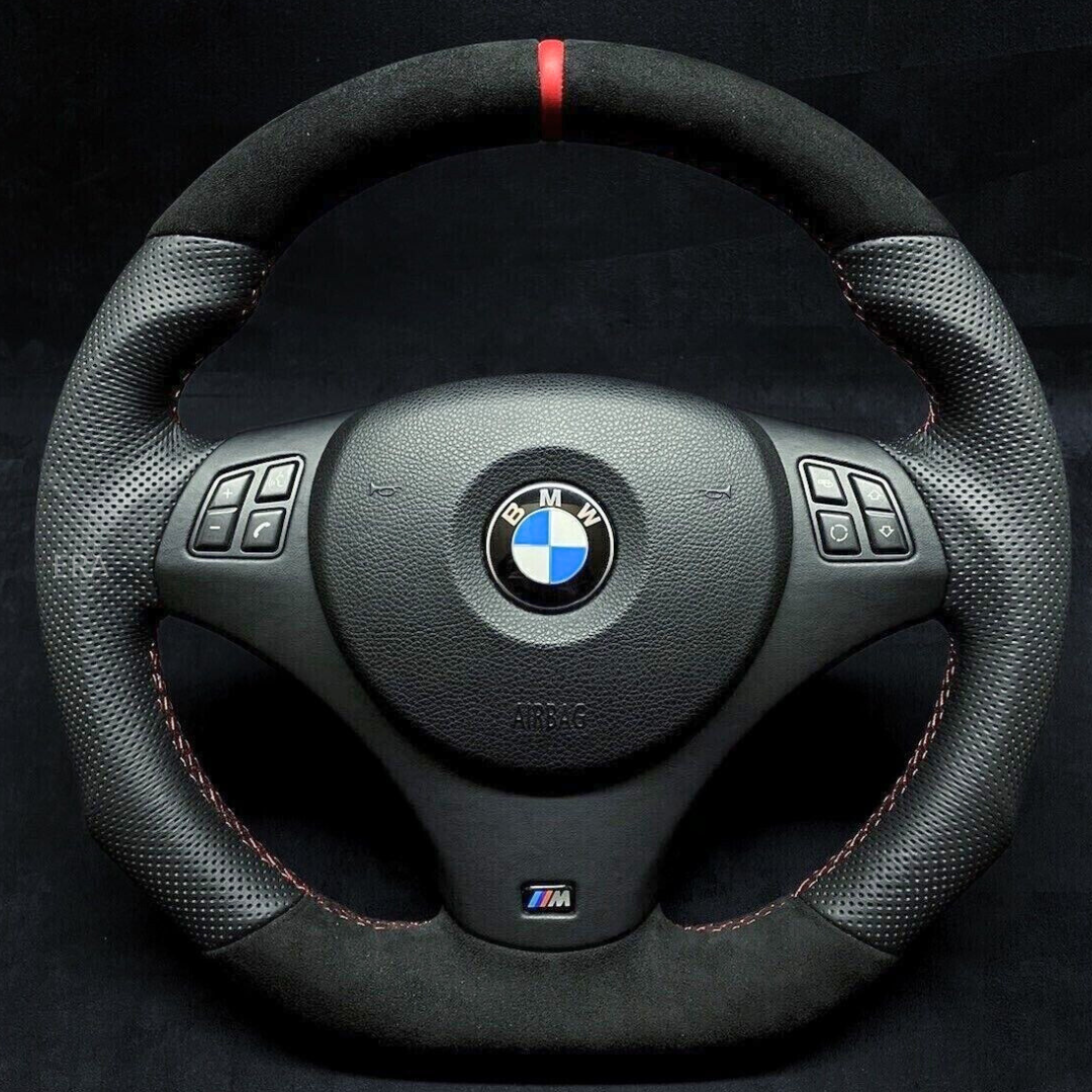 bmw SHAPE OF E90 STEERING WHEEL alcantara leather, red stripe